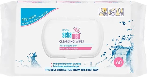 Letra të lagura për foshnje Sebamed Baby 60 copë
