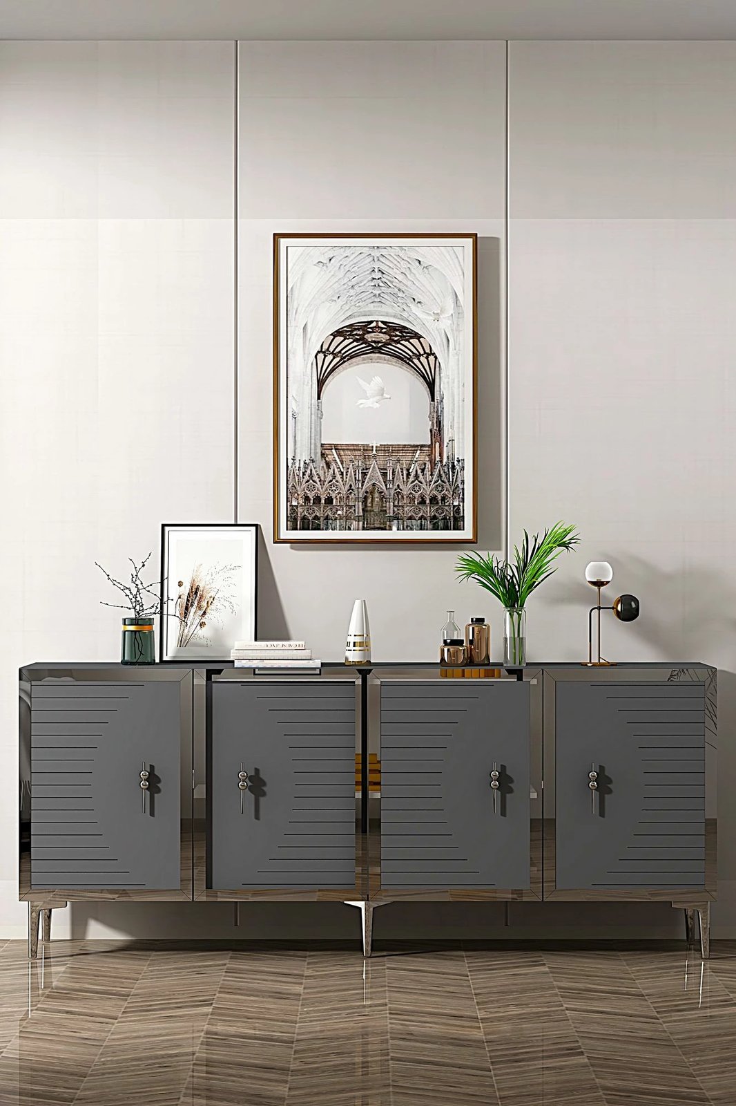 Konsol Skye Decor, Tuna 180, antracit, argjend