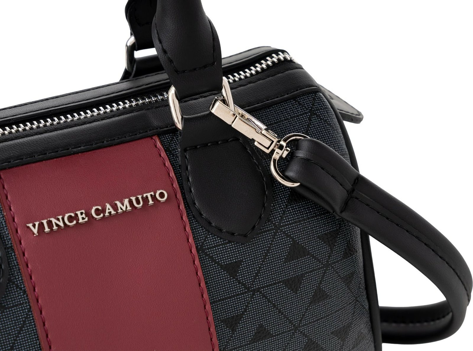 Çantë dore Vince Camuto Rimini, monogram, e zezë, burgundy
