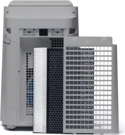 Pastrues ajri Sharp UA-HD50E-L, me jonizim Plasmacluster dhe lagështim, 38 m², 3-fish filtër HEPA, depozitë uji 2.5 L, gri