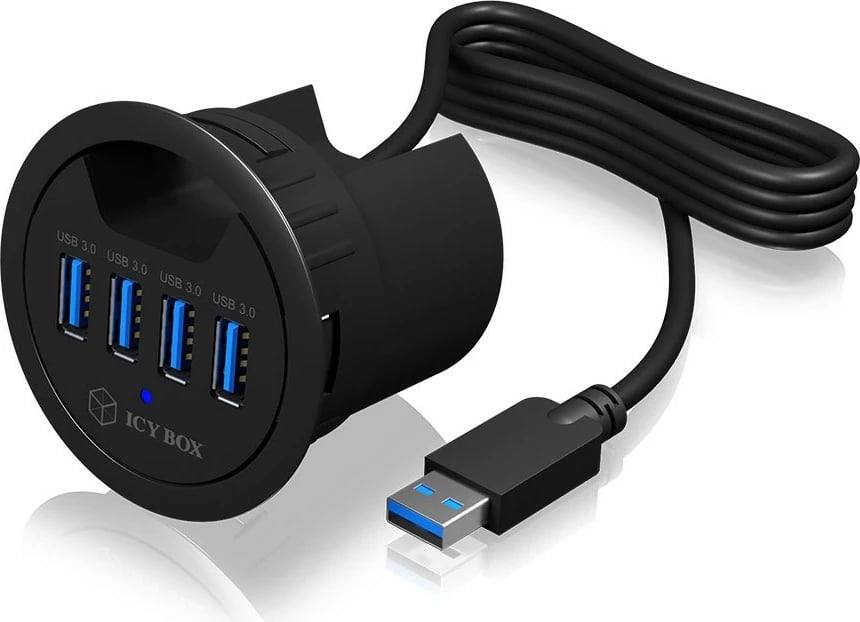 USB hub ICY BOX IB-HUB1403, 4 porta, USB 3.2 Gen 1, 1.2m, e zezë