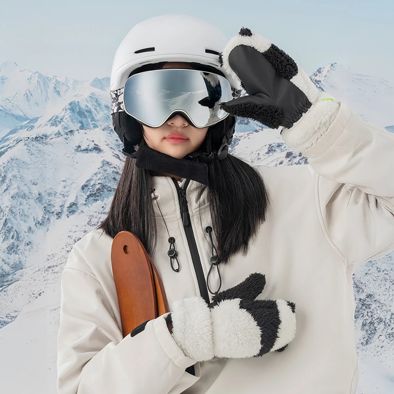 Doreza ski Qunature Panda, për fëmijë dhe të rritur, S, e zezë/e bardhë