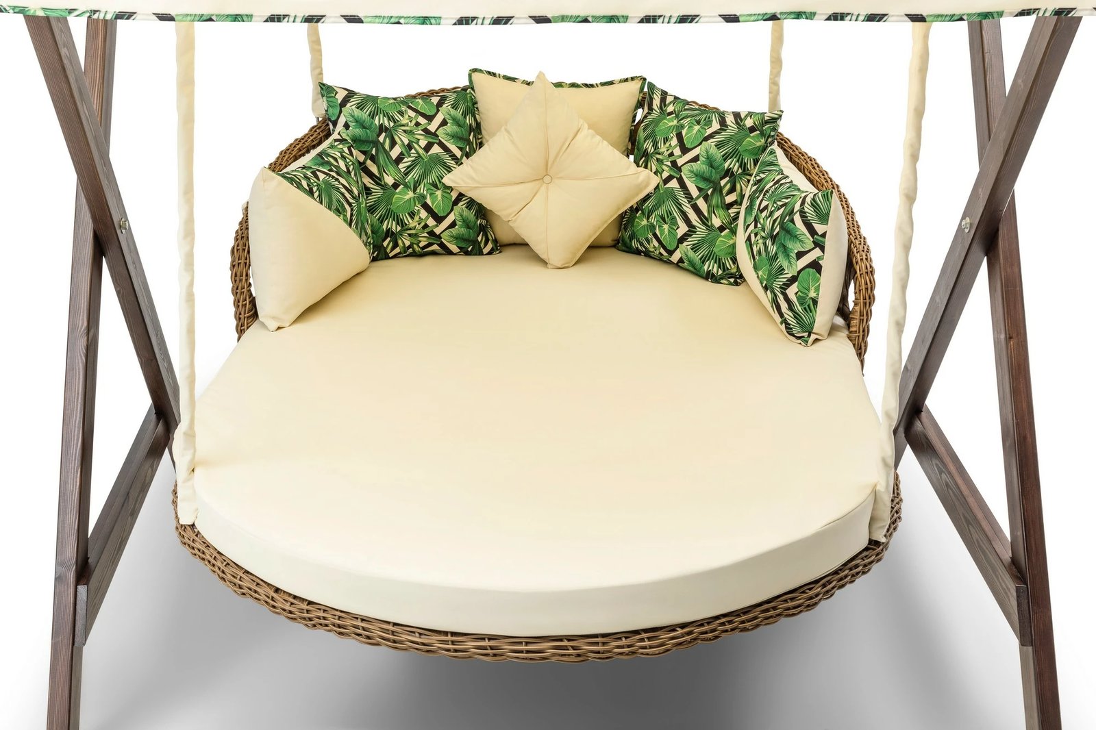 Karrige lëkundëse dyshe për kopsht, ngjyrë krem, Skye Decor Dominic