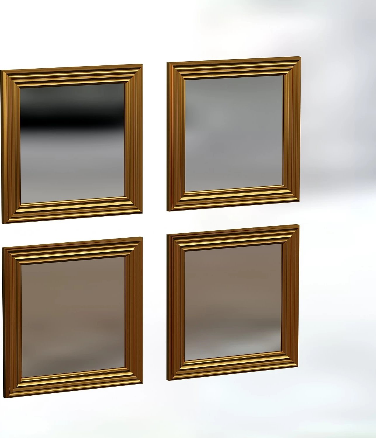 Set pasqyrash (4 copë), Skye Decor, Loza, ngjyrë ari