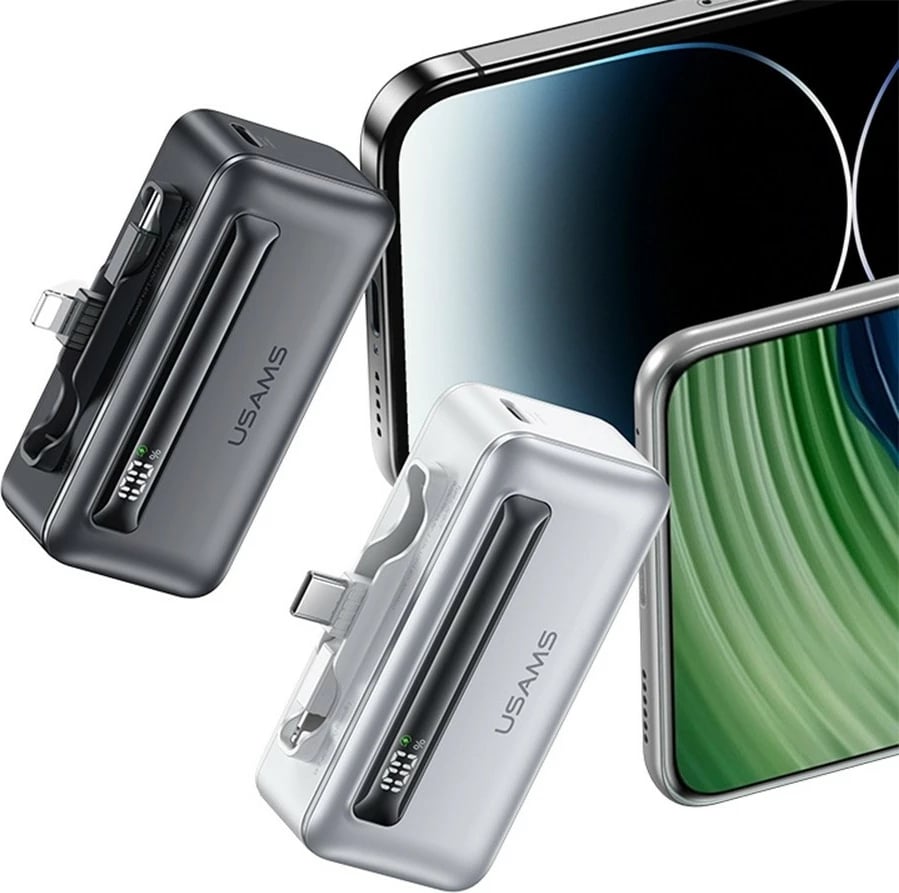 Powerbank USAMS USA001544, 4500mAh, 20W, USB-C/Lightning, Gri