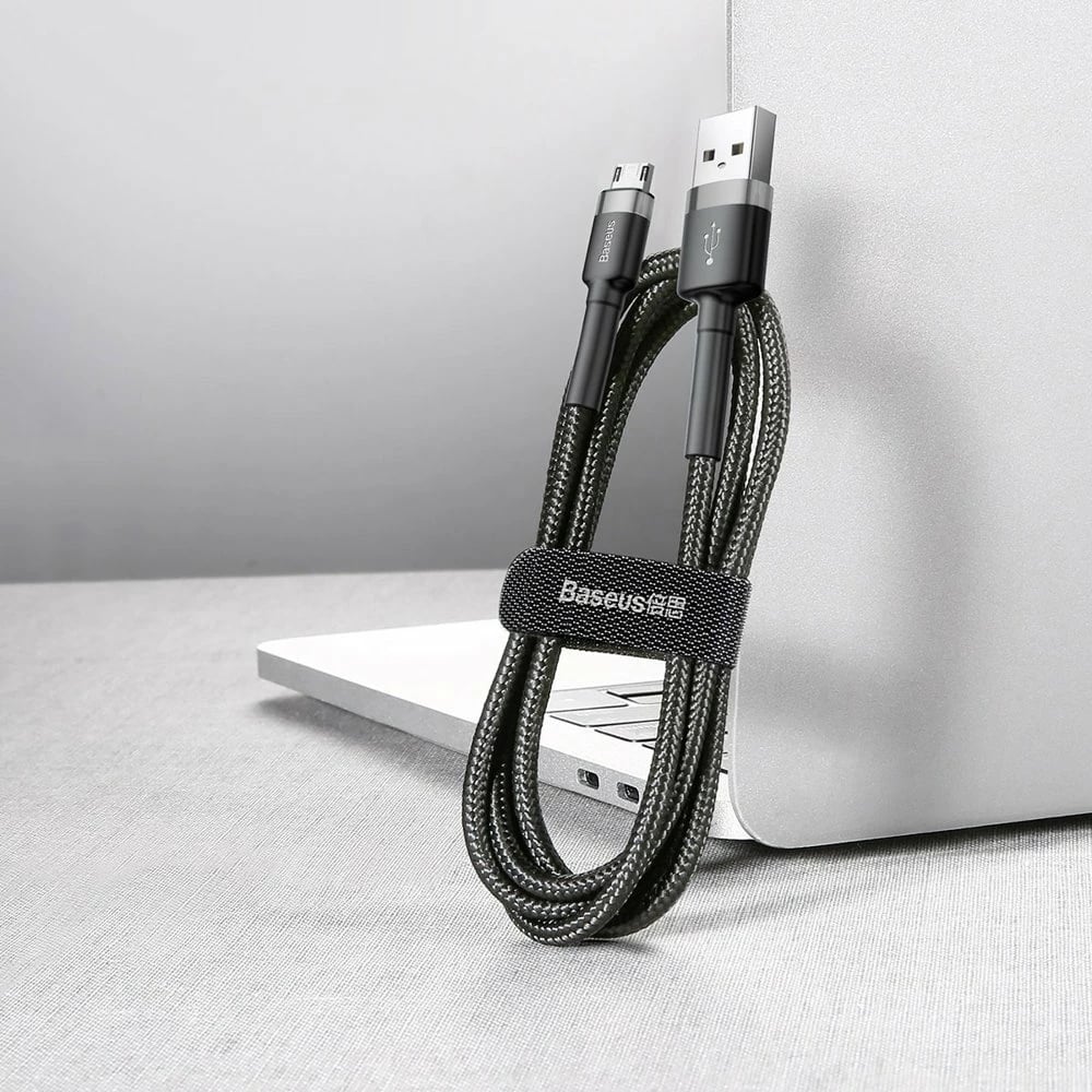 Kabllo Baseus Cafule CAMKLF-AG1, USB-A në micro USB, 0.5m, 2.4A, e zezë-gri