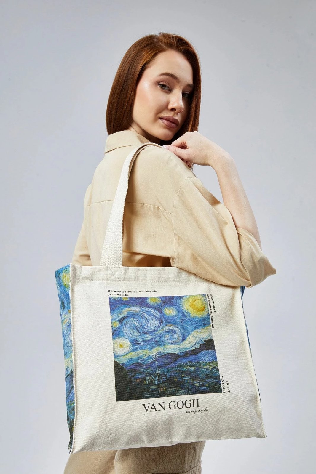 Torbë tote Zoozie Bags, krem, 2270, dizajn Van Gogh Starry Night