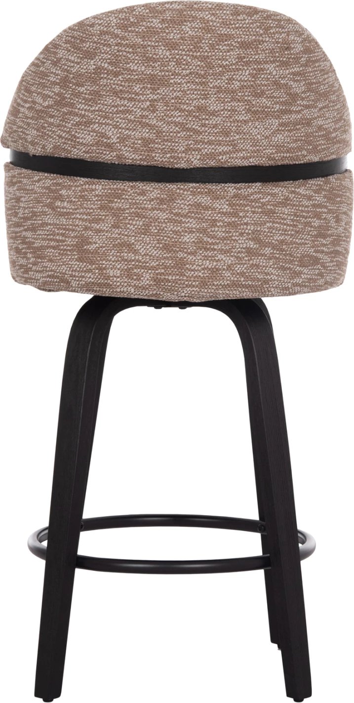 Karrige për bar rrotulluese Dekker, dru i zi, stof kafe, set prej 2 copë, 48x54x96cm