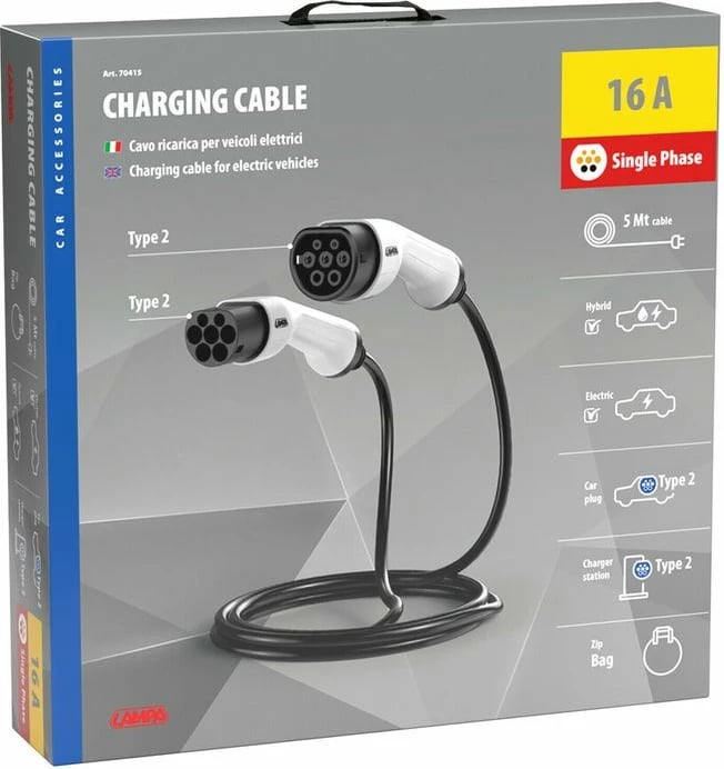 Kablla Mbushes Baterie Makina Elektrike 1fazore 16a 5m Kablla Mbushes Baterie Makina Elektrike 1fazore 16a 5m