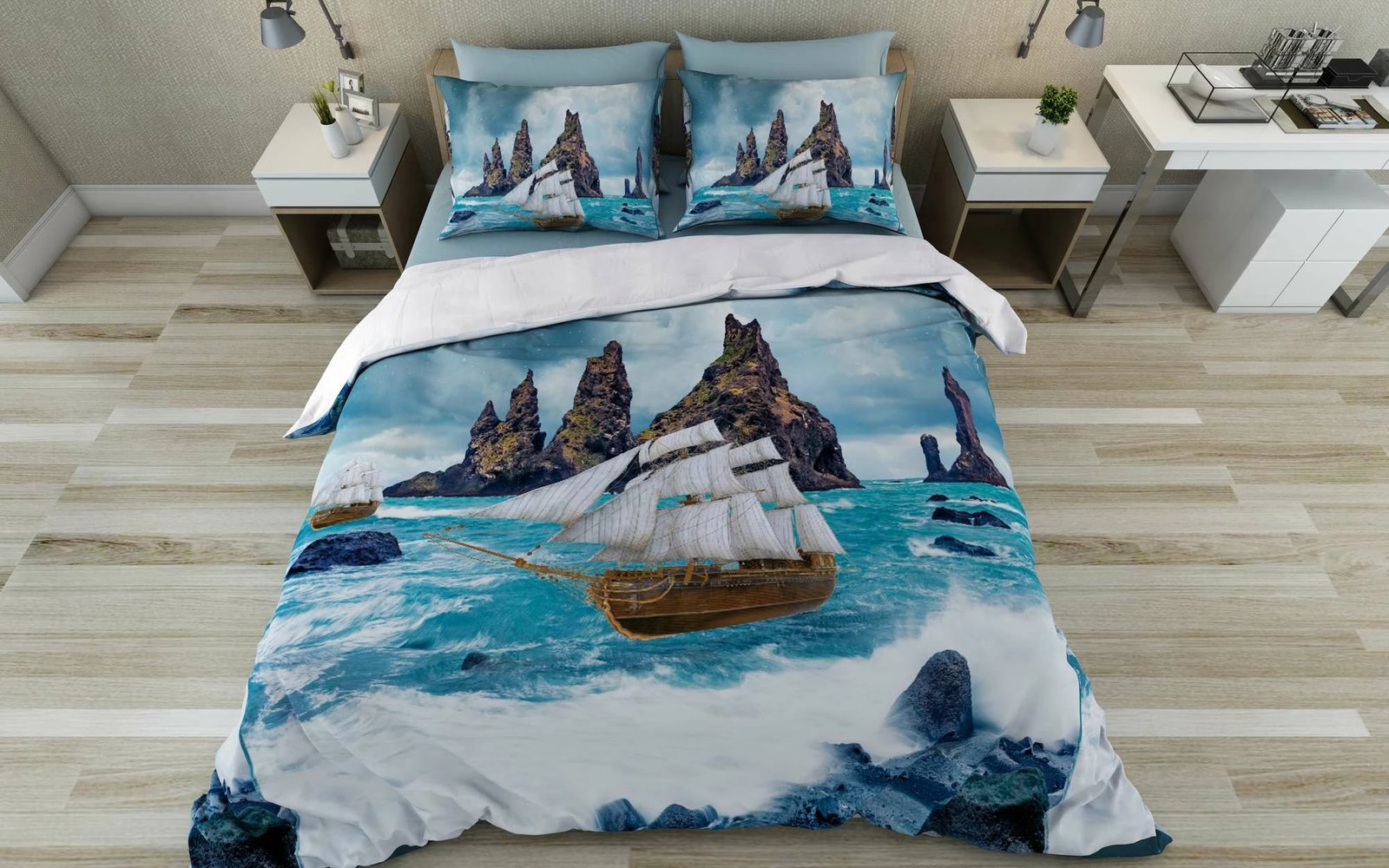 Set mbulesë për jorgan king size, L'Essentiel Linge de Maison, Ocean