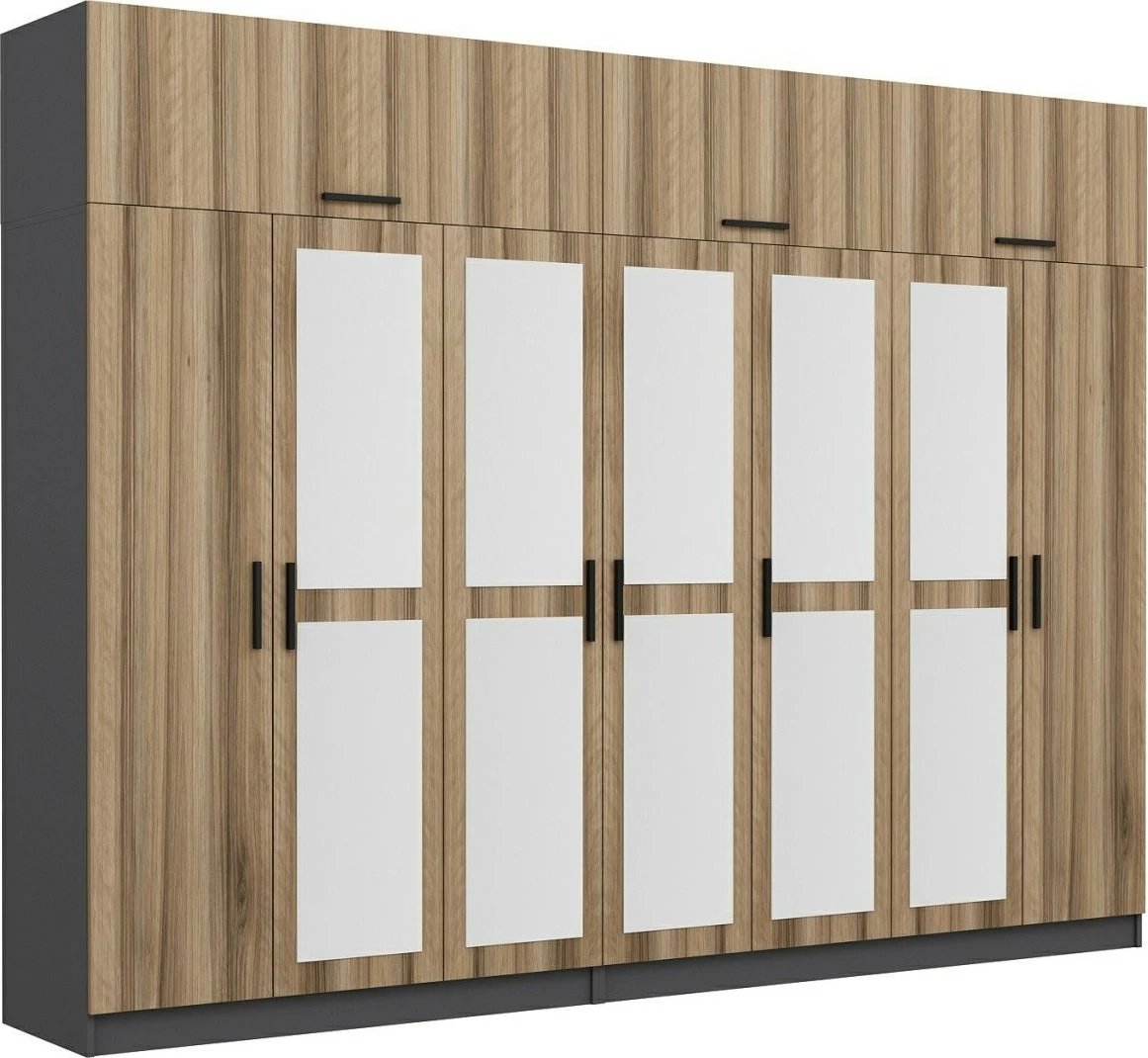 Dollap garderobe Skye Decor, ngjyrë arre dhe antracit, 315x235x52cm