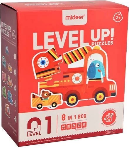 Puzzle Mideer Level Up 8 në 1, për fëmijë, 2+ vjeç