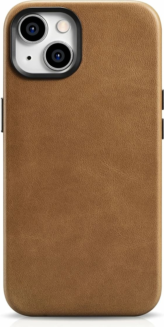 Mbështjellës iCarer Oil Wax Premium Leather me MagSafe për iPhone 14, Kafe