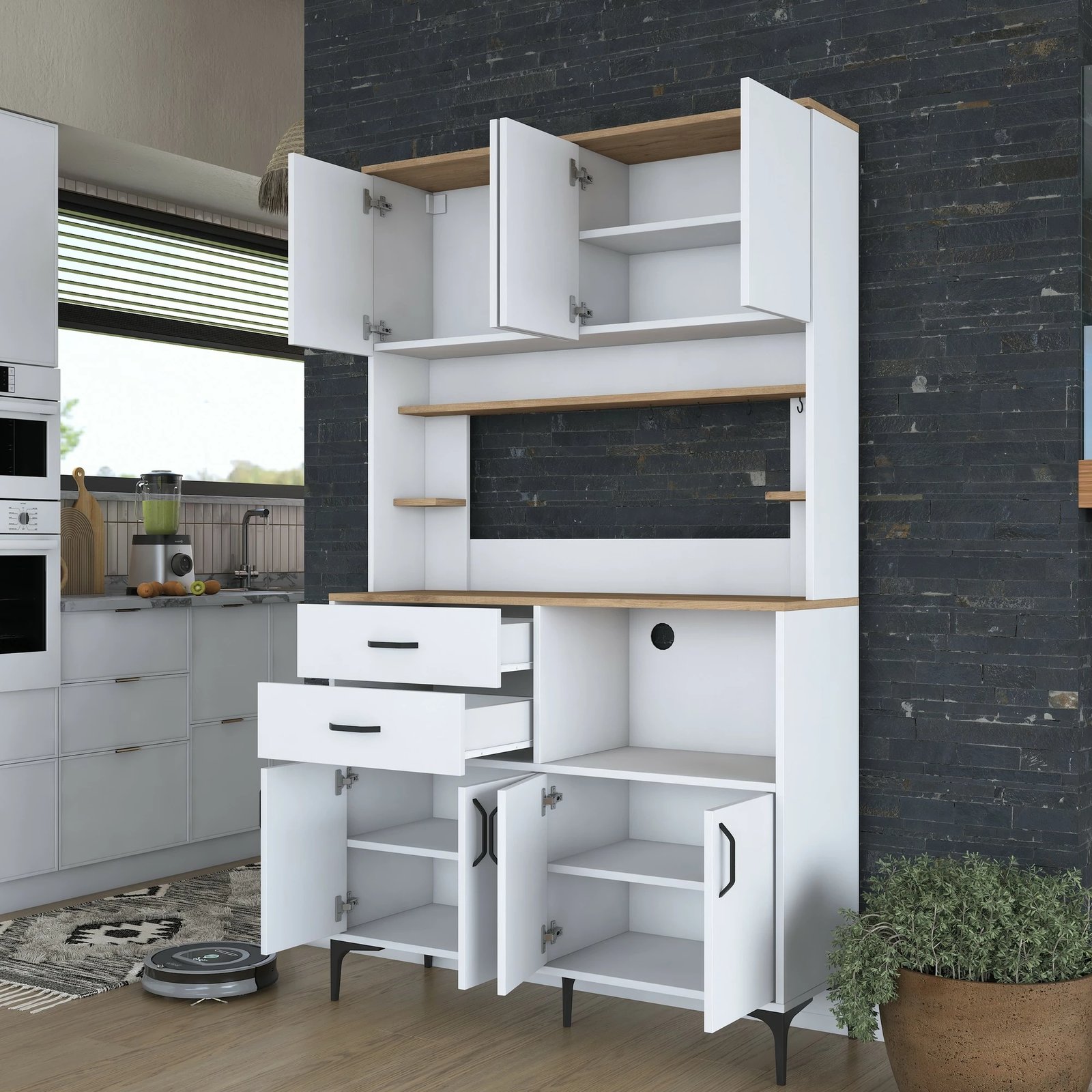 Dollap multifunksional Skye Decor, ngjyrë arrë dhe e bardhë, JE179 - 3402