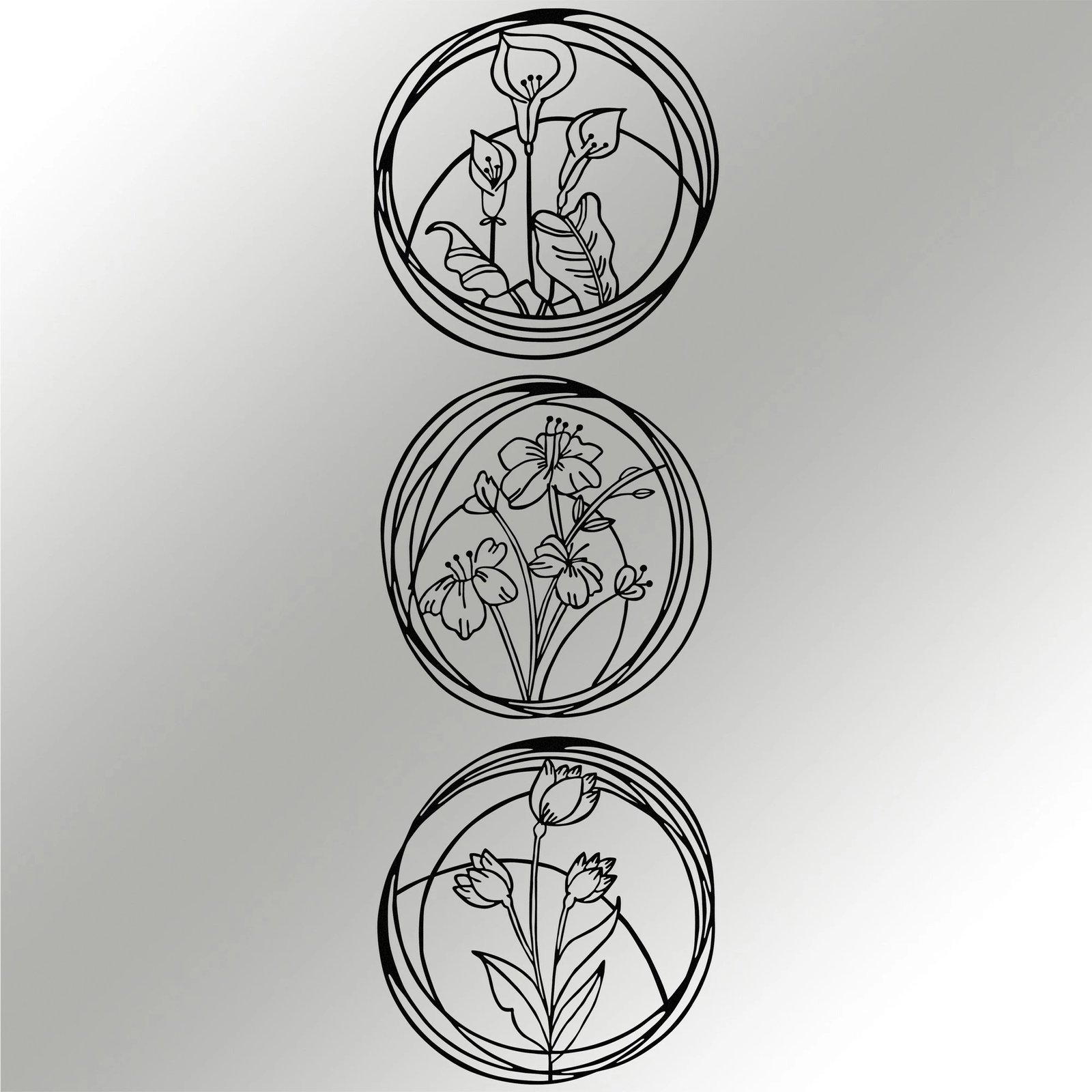 Aksesor dekorativ metalik për mur, Wallity, Lule 5