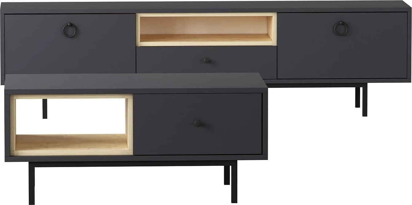 Set mobiljesh për dhomë dite Skye Decor, natyrale-antracit, safir