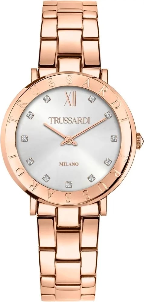 Orë dore TRUSSARDI T-VISION për femra, rozë e artë