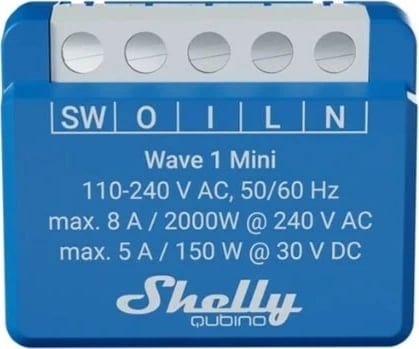 Smart switch Shelly Qubino Wave 1 Mini LR, Z-Wave, Blu