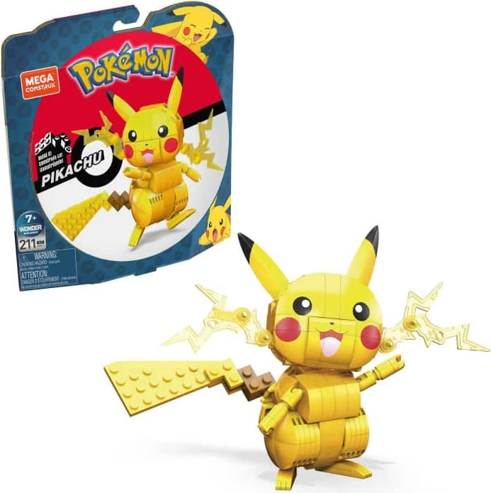 Set ndërtimi Mega Bloks Pokémon Pikachu GMD31, 211 pjesë, e verdhë