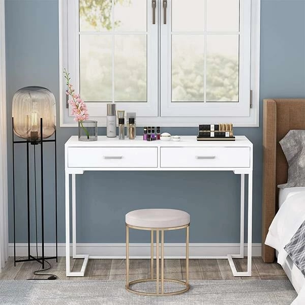 Tavolinë metalike nextdeco 33212, sipërfaqe druri e bardhë, H76x100x50cm