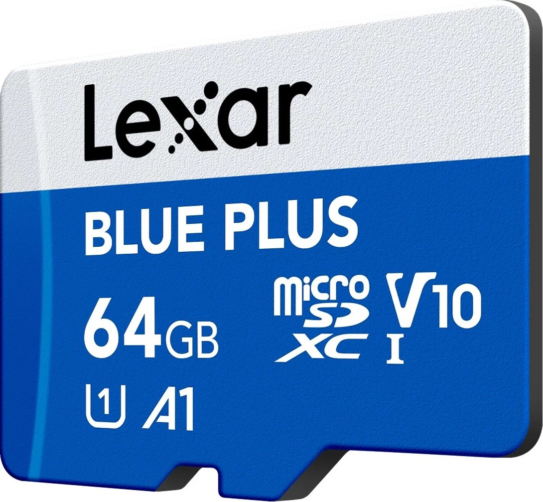 Kartë memorie microSD Lexar LMSBLPL064G-BNANG 64GB SDXC UHS-I C10 A1 U1 V10 100MB/s me adapter SD blu