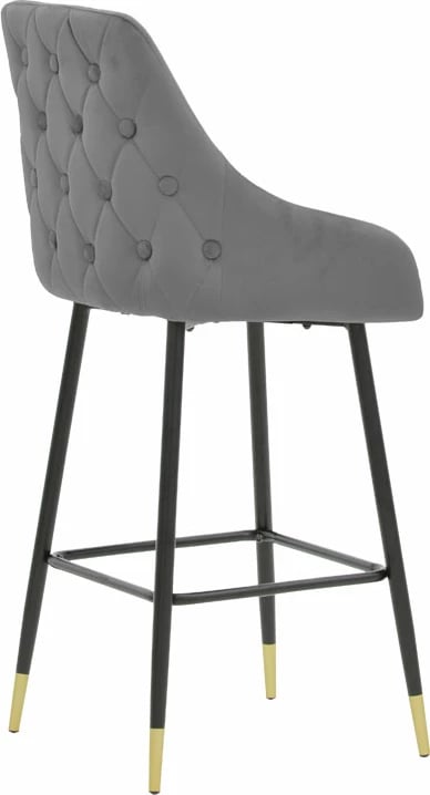 Karrige për bar Lithe metal ngjyrë ari këmbë të zeza-velur gri 47x44x98cm