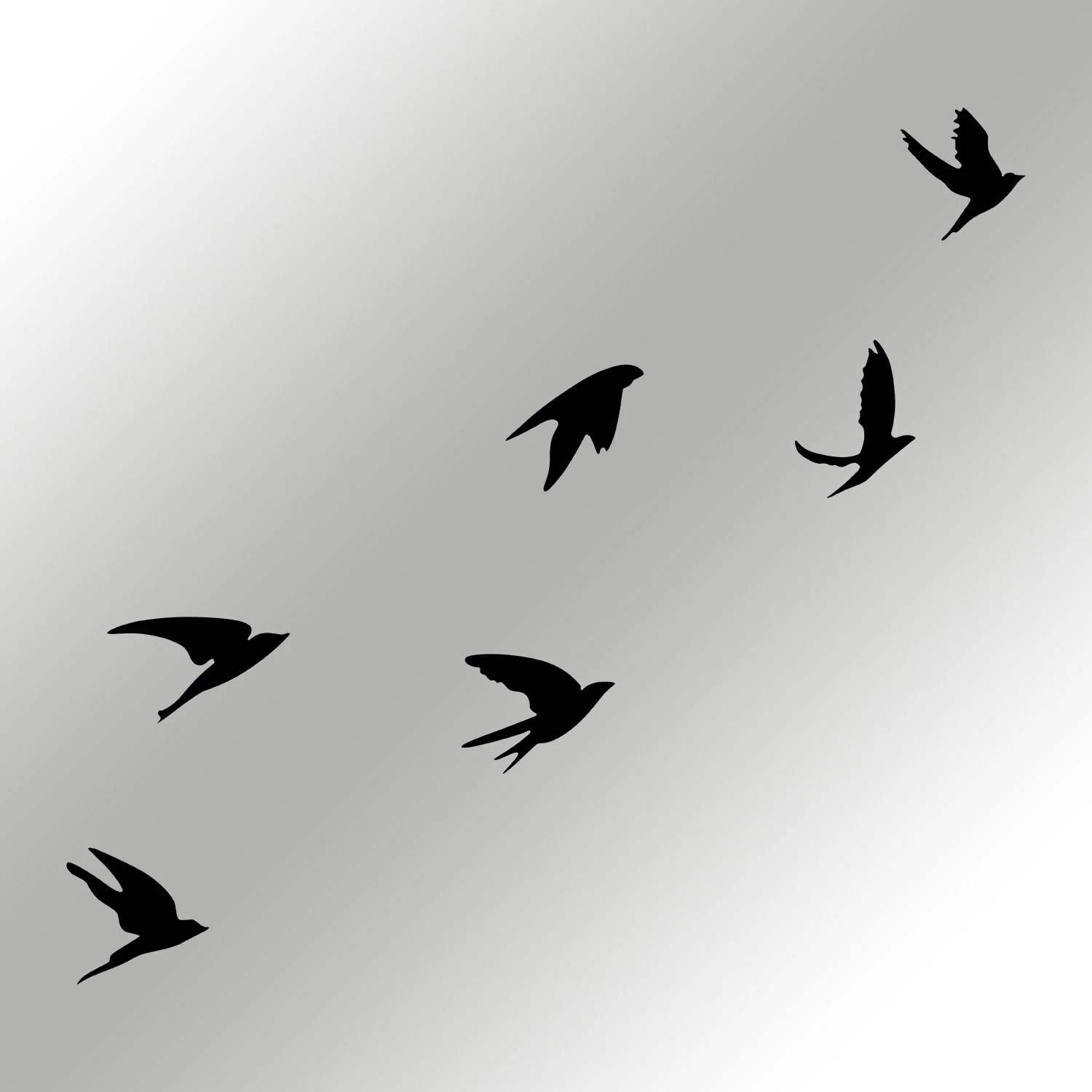 Aksesor dekorativ metalik për mur, zogj të zinj, set Umudo