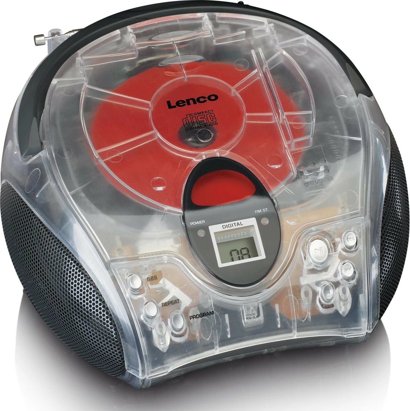 Radio portabile Lenco SCD-24, Bluetooth, CD, transparent