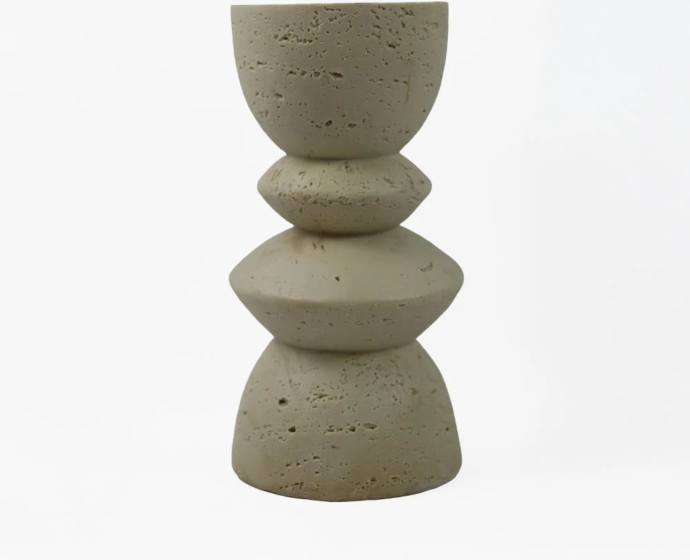 Mbajtës qirinjsh EQUINOX II, rrëshirë, bezhë, 10x10x20cm