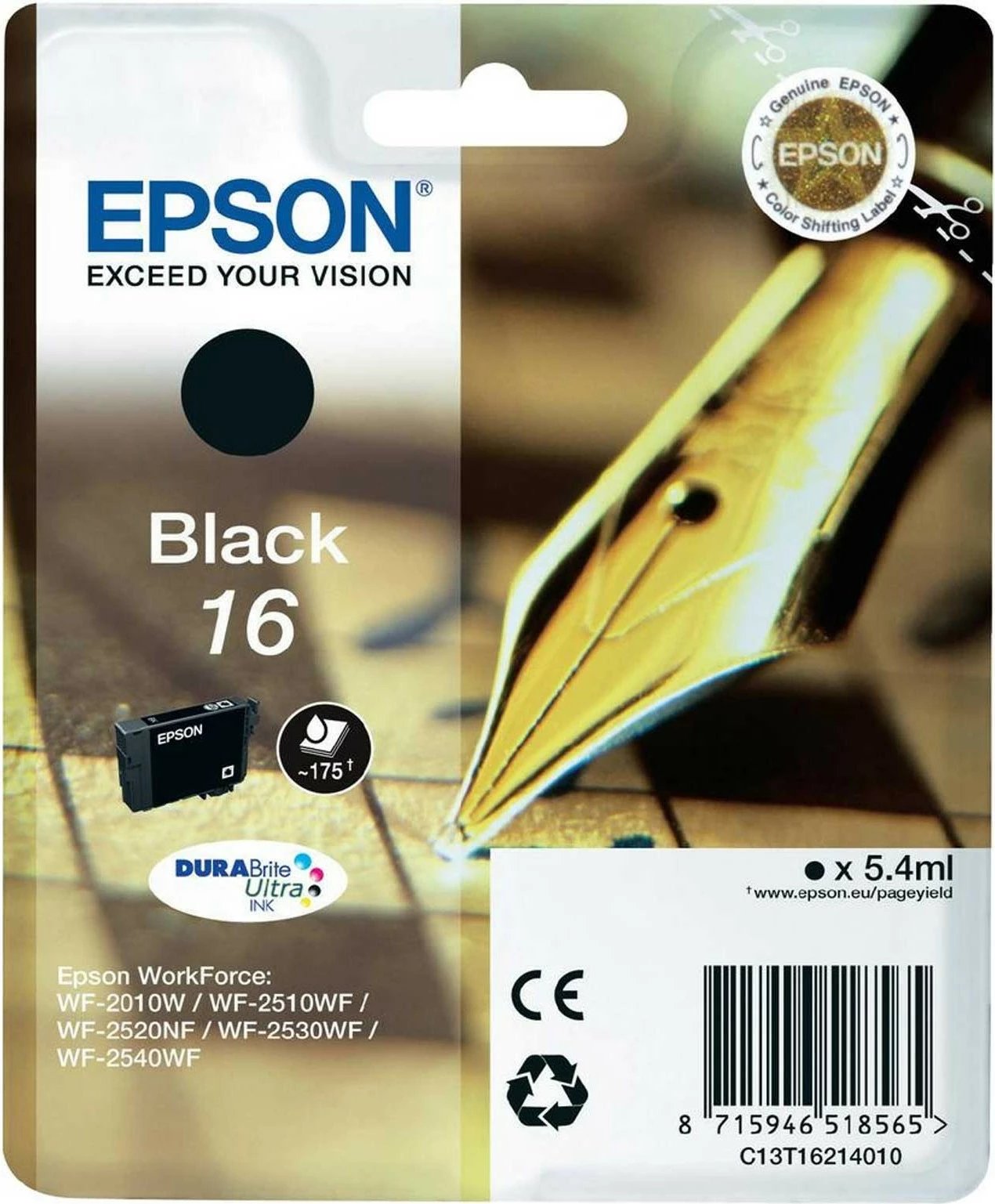 Toner Epson Pen and crossword Singlepack Black 16, DURABrite Ultra Ink, Standard Yield, e zezë