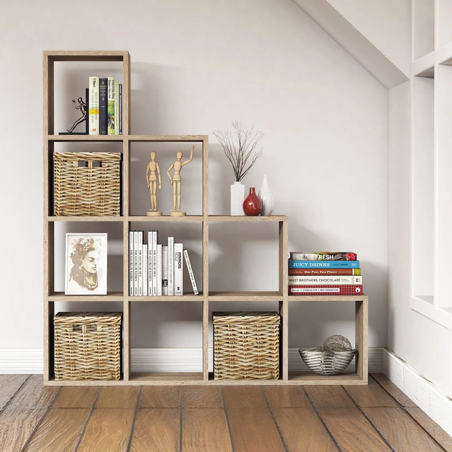 Raft librash melamine, ngjyrë sonoma, 120x30x123,6 cm, FH9238.12