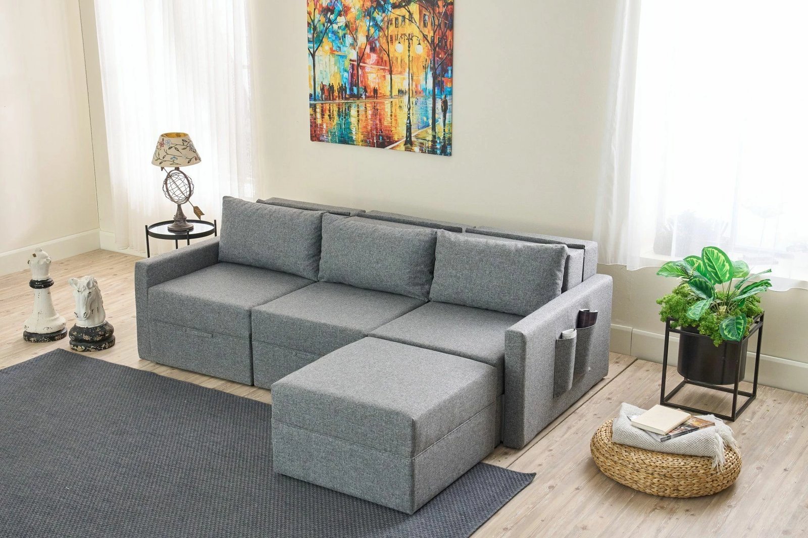 Kënd-sofë krevate Atelier del Sofa, Saros, gri