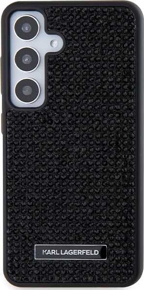 Mbështjellës Karl Lagerfeld Rhinestone Metal Logo për Samsung Galaxy S24, i zi