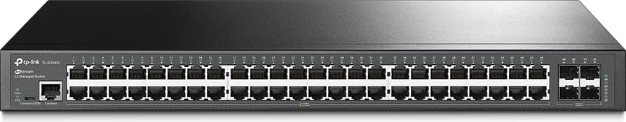 Switch TP-Link TL-SG3452 48 porta Gigabit 4x SFP rack-mount e zezë