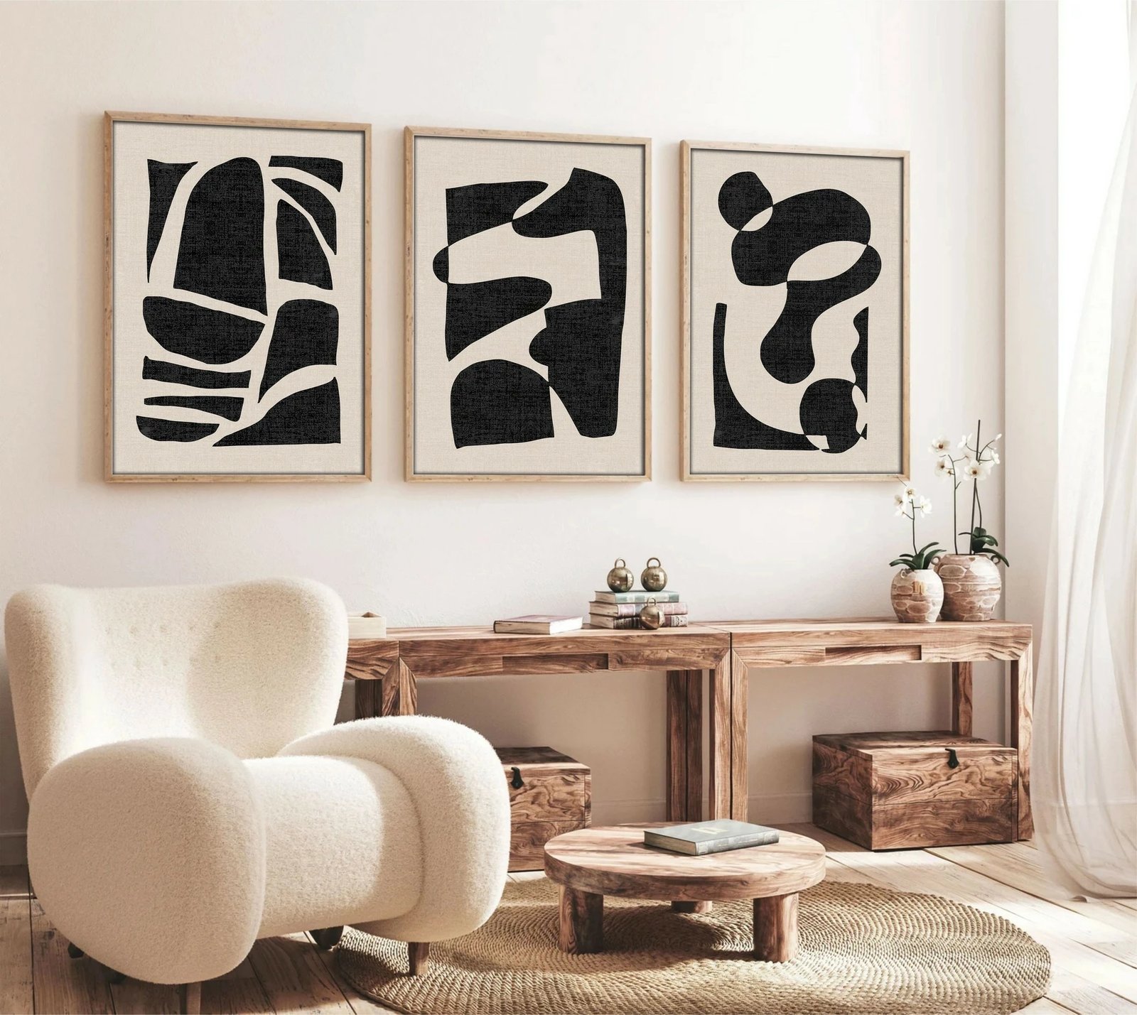 Pikturë dekorative me kornizë MDF (3 copë), Wallity, Huhu201, 50x70cm