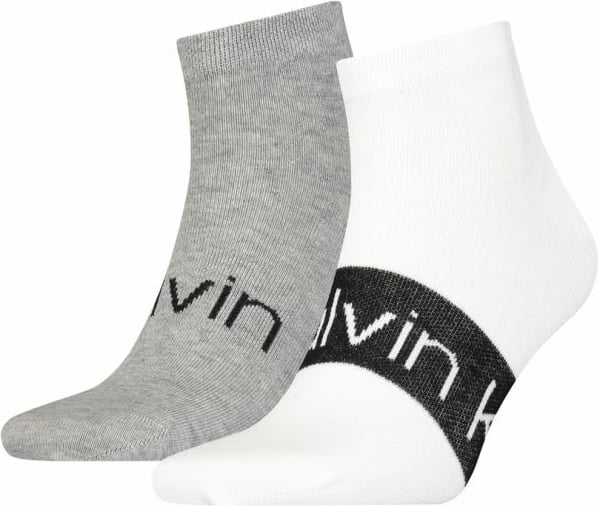 Çorape për Meshkuj Calvin Klein Sneaker 2P Logo Ribb, të Bardha dhe të Grija