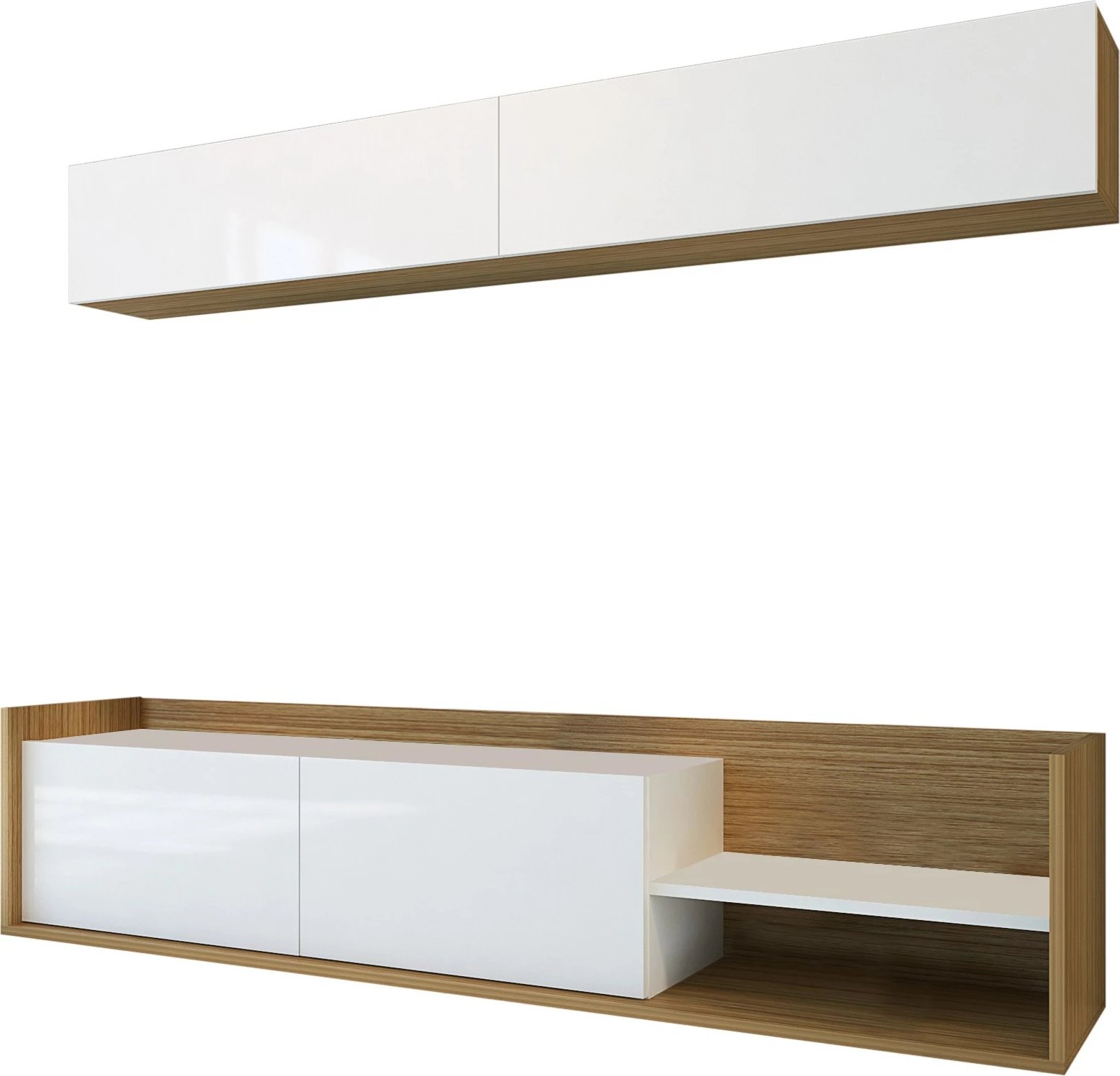 Komodë TV Hanah Home, Kale, ngjyrë e bardhë dhe teak