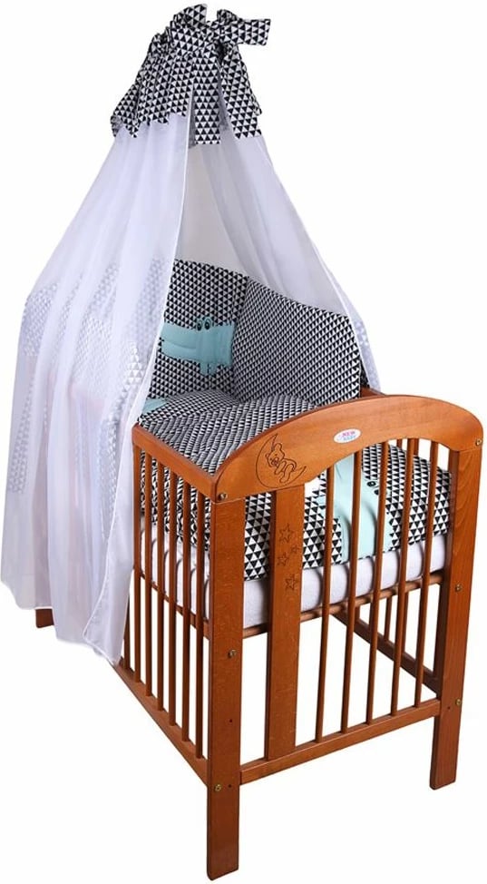 Set shtroje krevat bebi, WOMAR, Crocodile, 100x135 cm, e zezë, set 6 copë