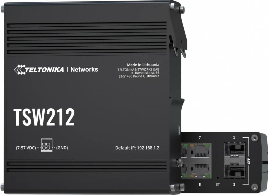 Switch industrial TELTONIKA TSW212, 8x Gigabit Ethernet, 2x SFP, i zi