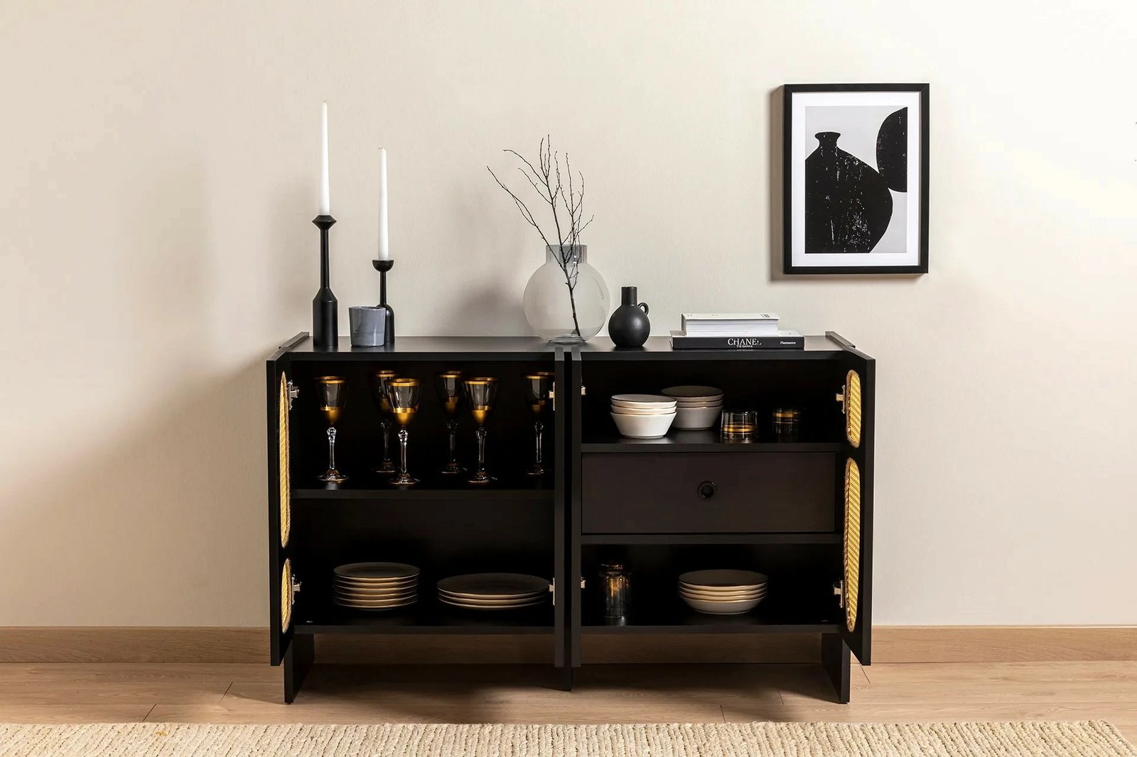 Konsolë Hanah Home Simona 80, e zezë