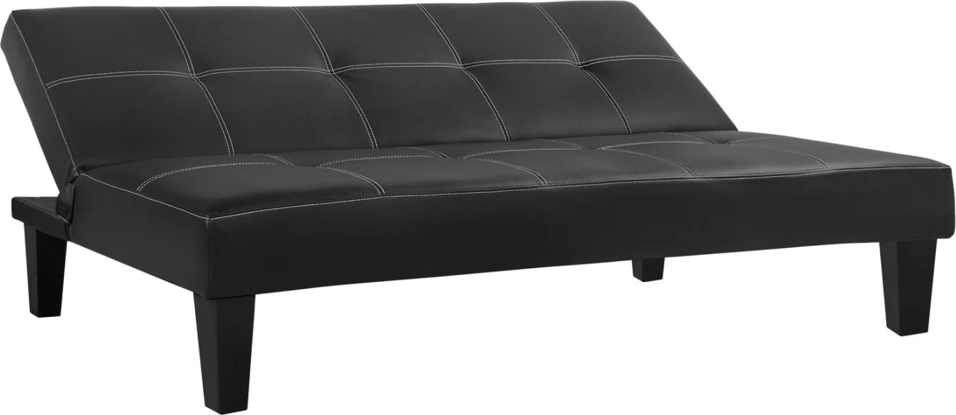 Divan/shtrat 3 vendësh, lëkurë PU e zezë, FH3002.02, 186x90x82