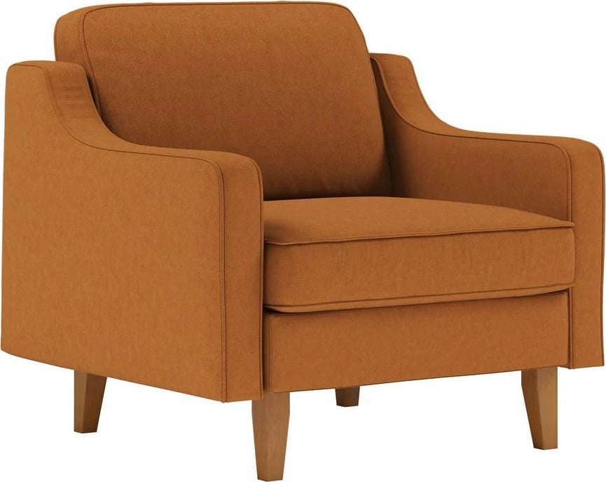 Karrige një vendëshe Robin, kadife karamel, këmbë druri, Atelier del Sofa