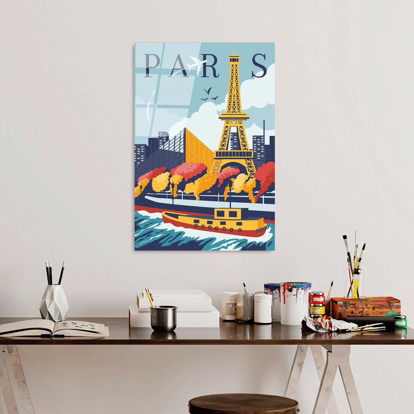 Pikturë dekorative prej xhami të temperuar, shumëngjyrëshe, PARIS, UV-1019, 30x45cm