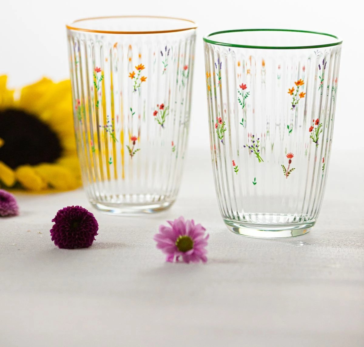 Set gotash prej qelqi (4 copë), Hermia Concept, Botanical 395