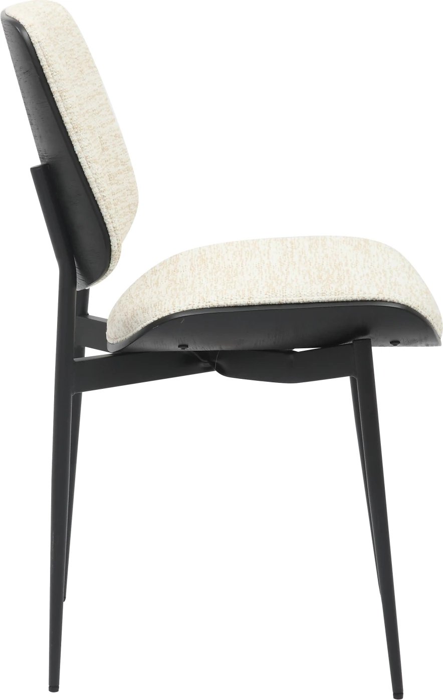 Karrige për ngrënie CONTI FH9983.02, metal i zi & dru i përpunuar, pëlhurë e kremtë, 48.5x56x82.5 cm, set prej 2 copash