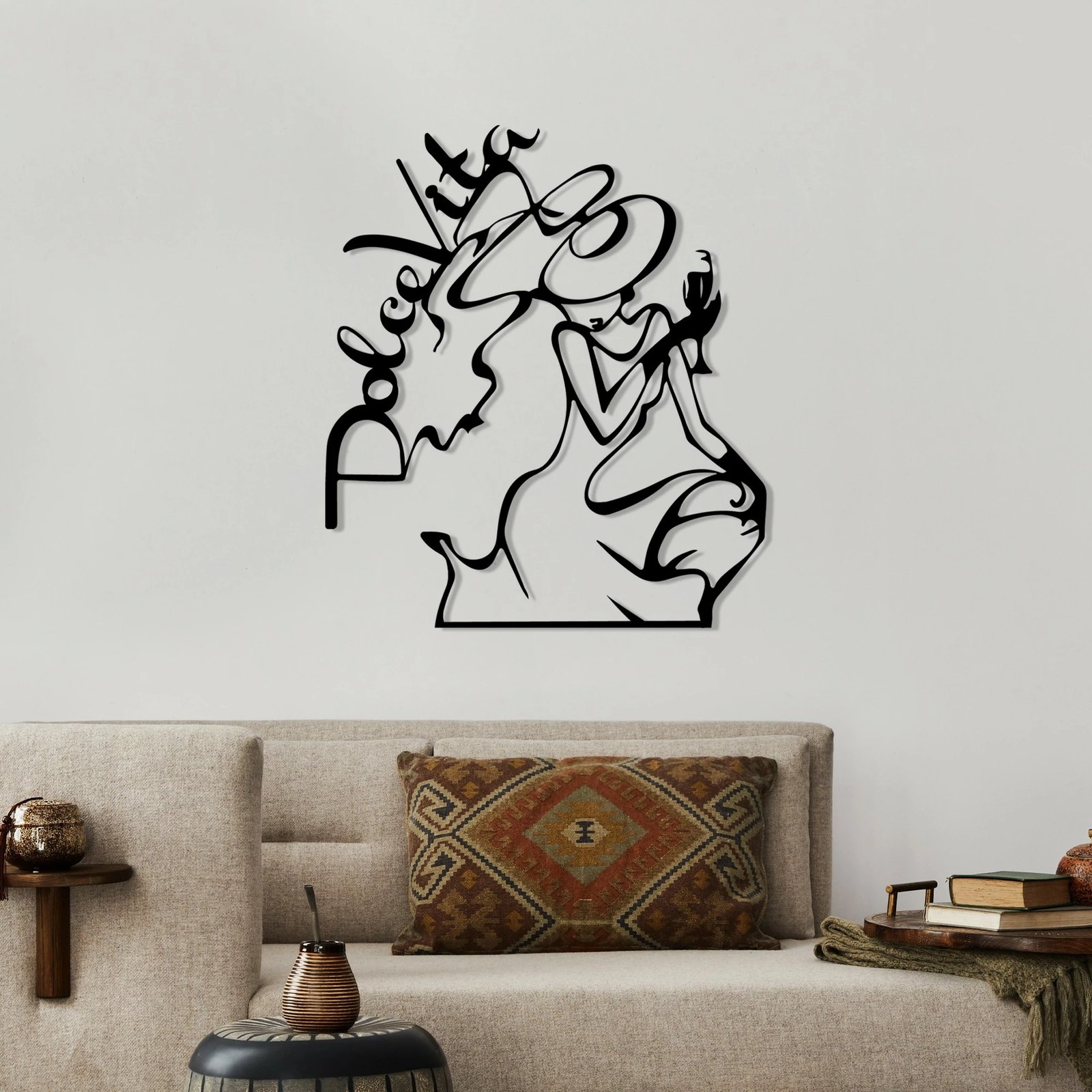 Aksesor dekorativ metalik për mur, Wallity Dolce Vita 2, ngjyrë e zezë, 50x56cm