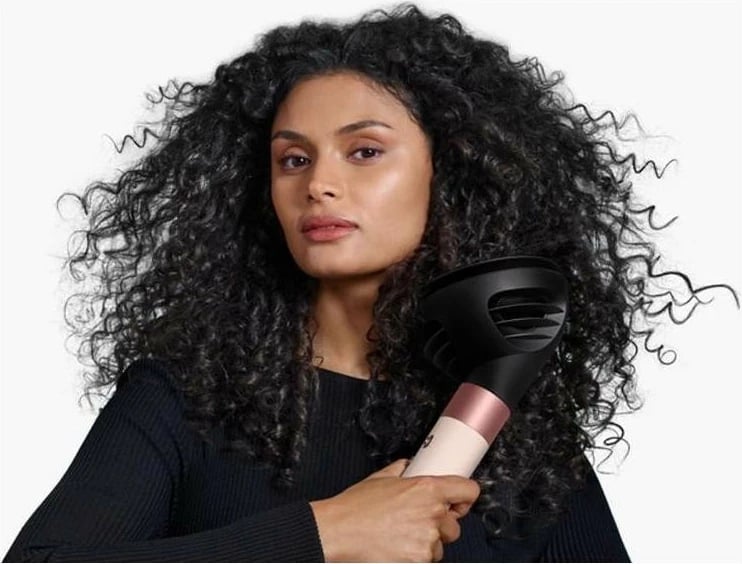 Tharëse flokësh Dyson Airwrap Multistyler i.d. Curly+Coily, 1300W, 6 koka, pastel rozë/rozë ari