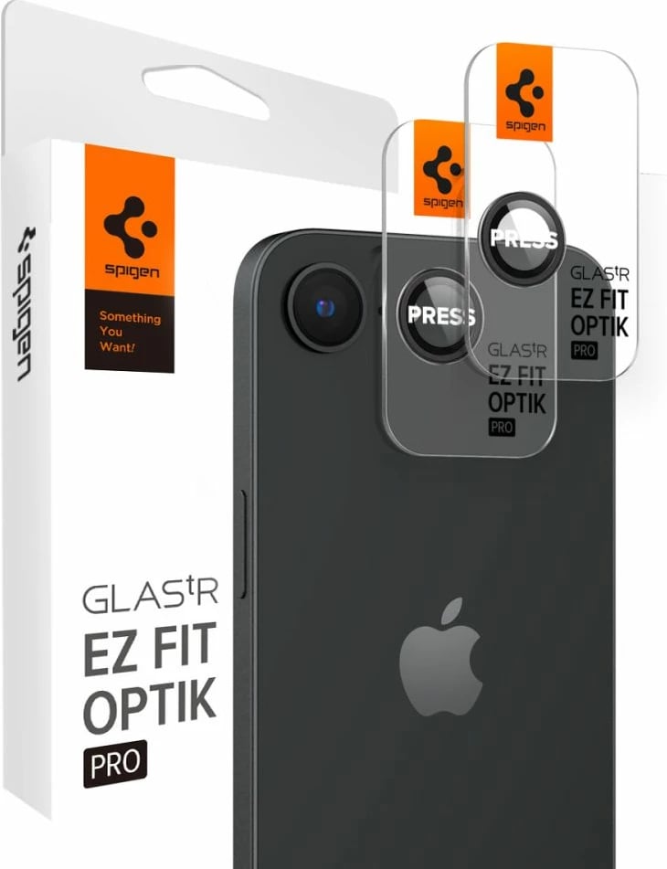 Mbrojtës xhami për kamerë Spigen Optik Pro GLAS.TR Ez Fit, për iPhone 16e, 2 copë, Zi