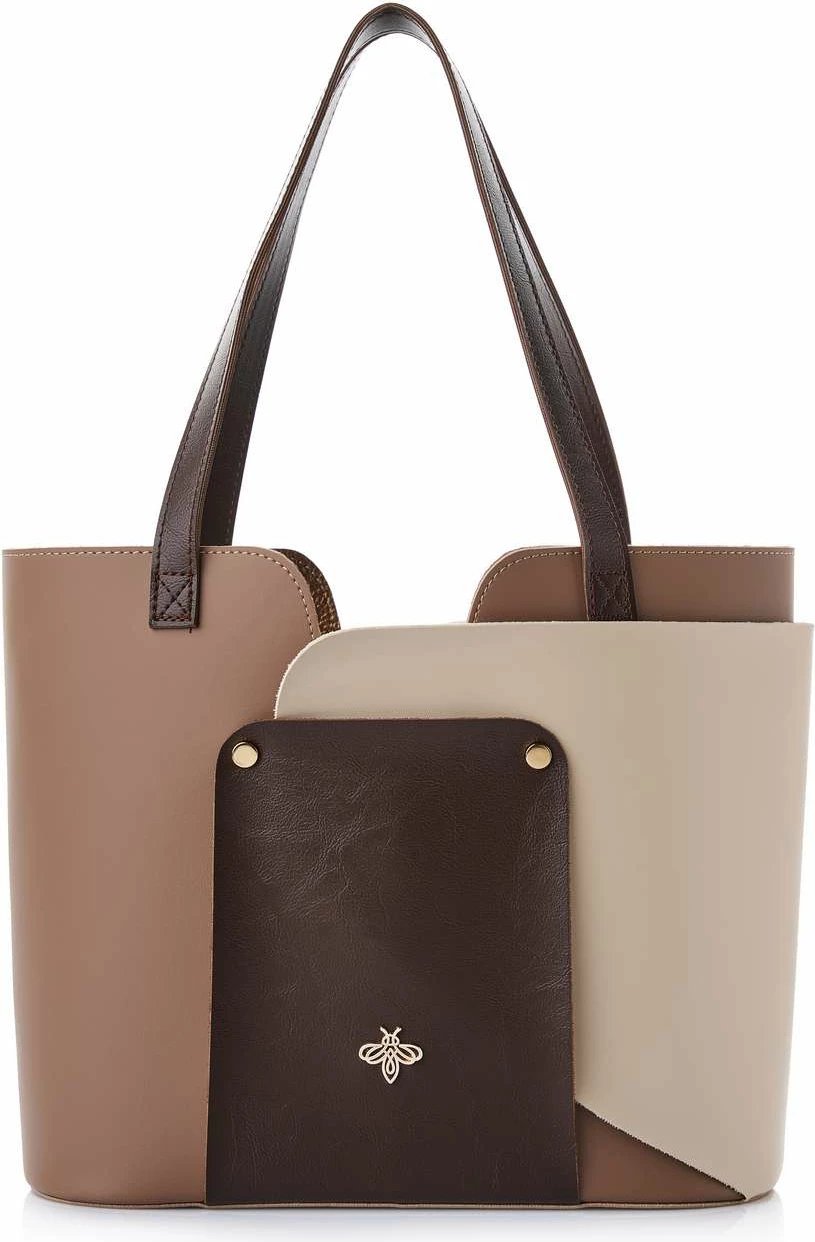 Çantë tote Lucky Bees, ngjyrë mink dhe krem, 1292