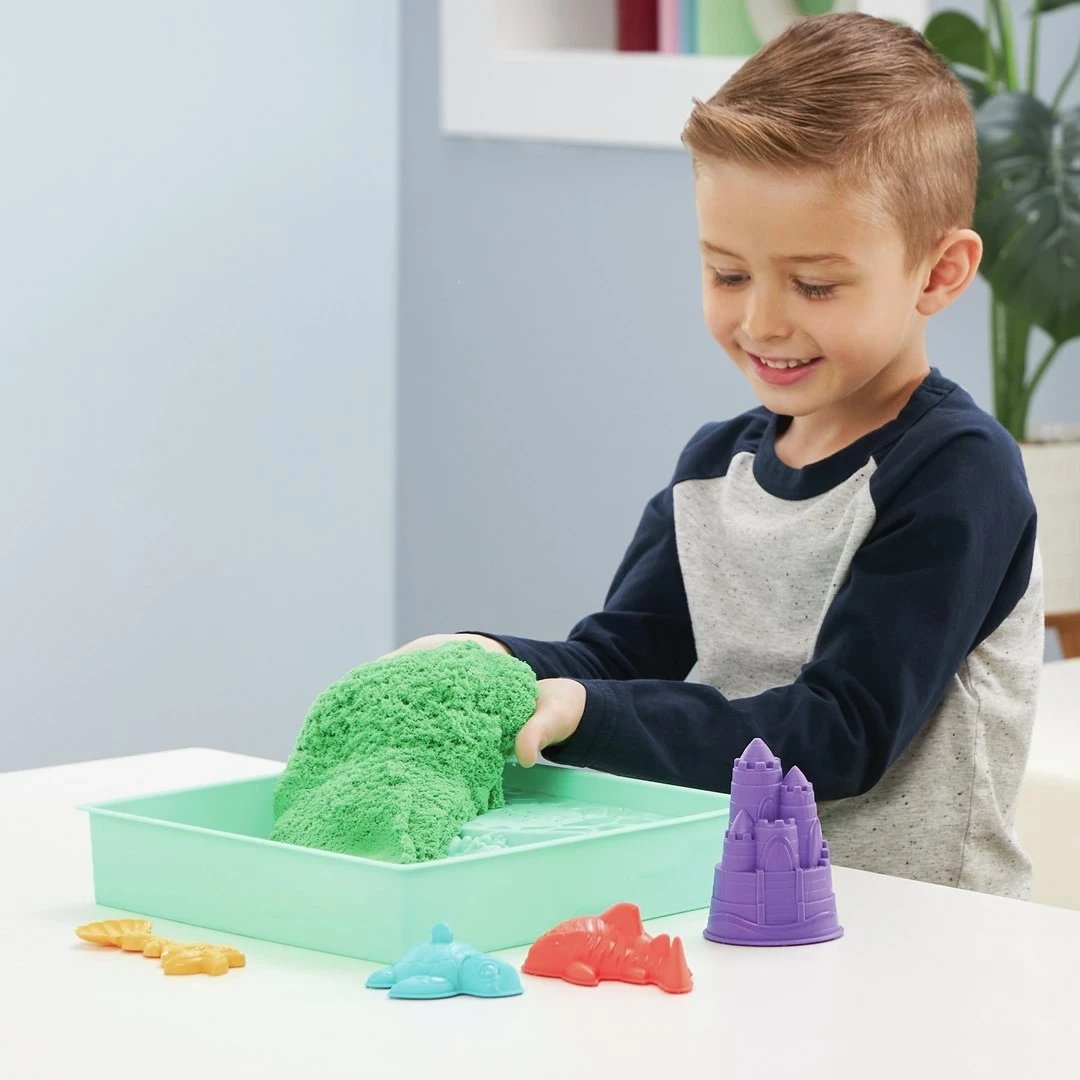 Set rërë kinetike SPIN MASTER, 1lb, me vegla dhe forma, Gjelbër